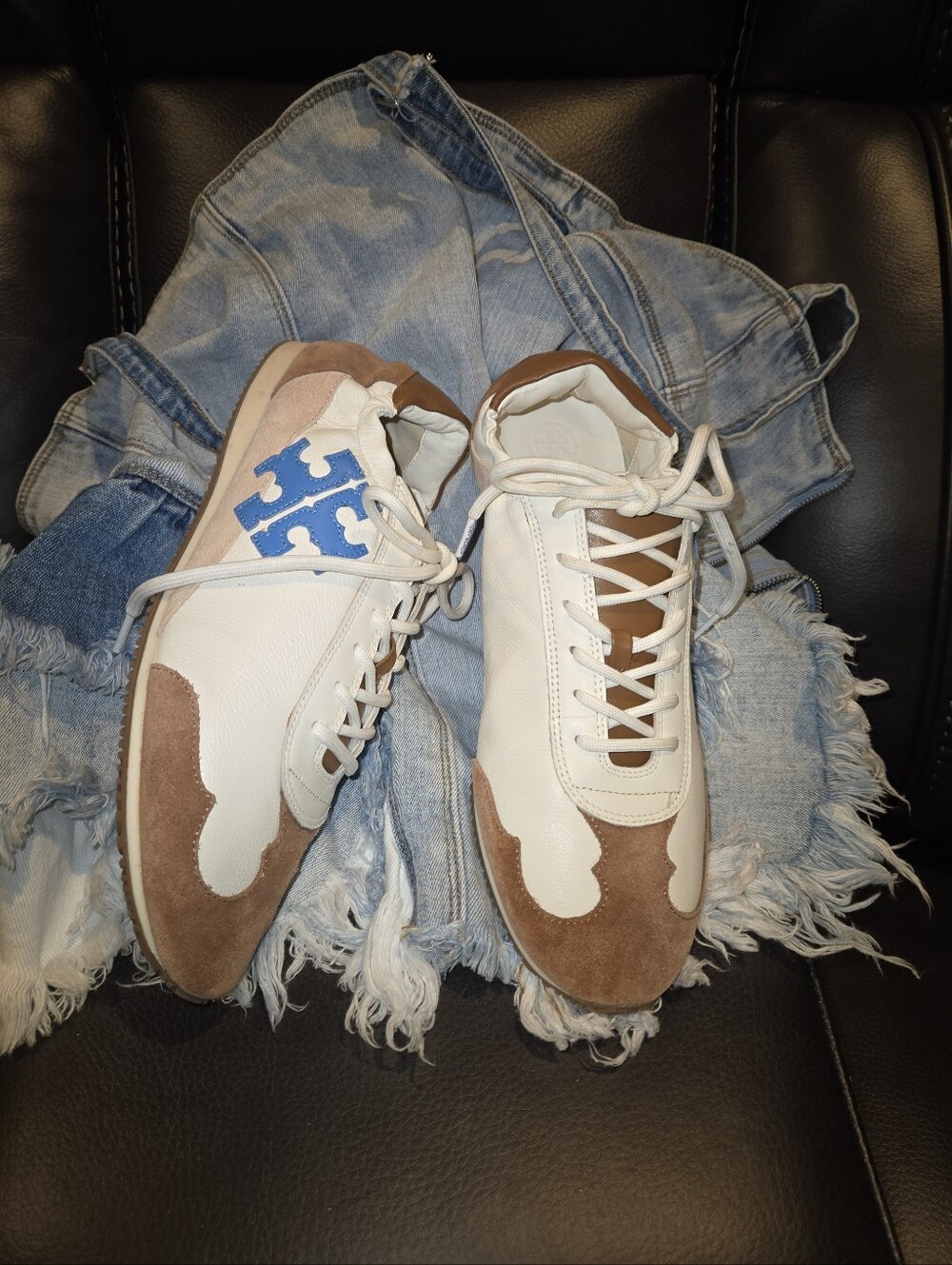 Tory Burch Suede And Leather Sneakers